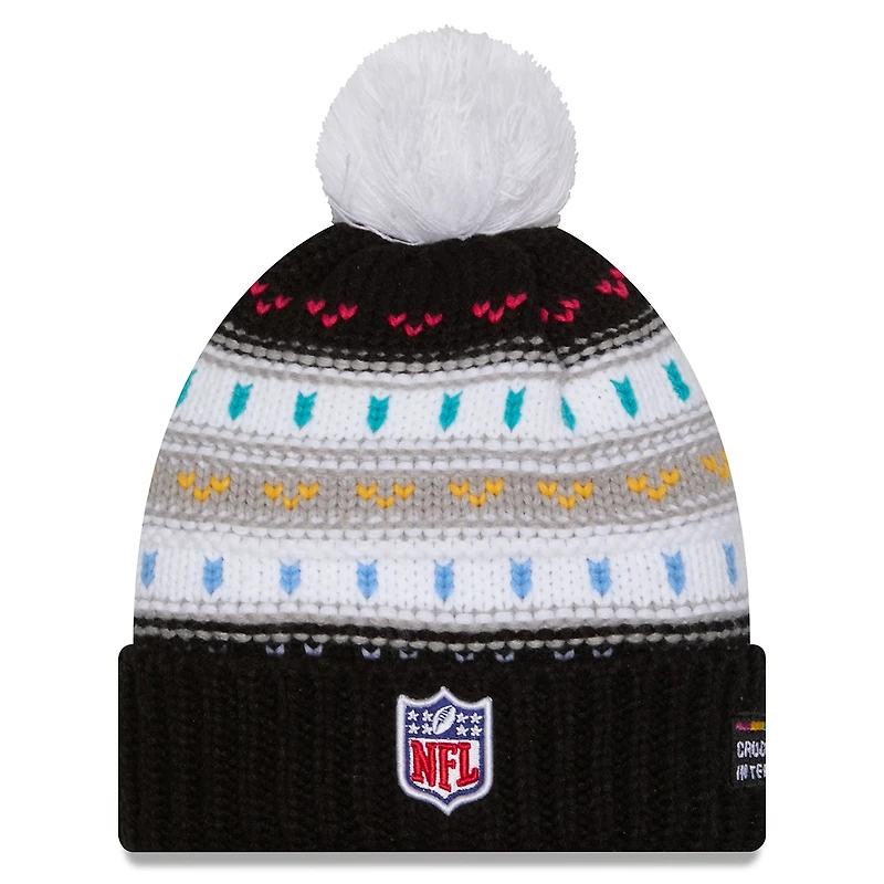 Women's New Era Black Seattle Seahawks 2025 NFL Crucial Catch Cuffed Knit Hat with Pom