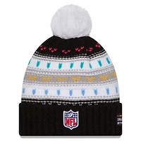 Women's New Era Black Seattle Seahawks 2025 NFL Crucial Catch Cuffed Knit Hat with Pom