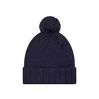 Bonnet en tricot épais à revers avec pompon pour femme New Era College Navy Seattle Seahawks Active
