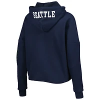 Sweat à capuche et manches métallisées Seattle Seahawks New Era College Navy pour femme