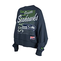 Sweat-shirt ras du cou surdimensionné à imprimé minéral New Era College Navy des Seattle Seahawks pour femme