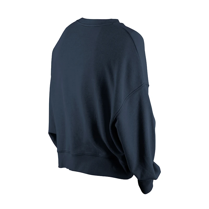 Sweat-shirt ras du cou surdimensionné à imprimé minéral New Era College Navy des Seattle Seahawks pour femme