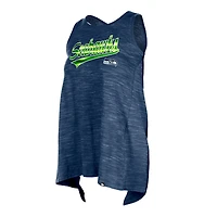Débardeur actif New Era College Navy Seattle Seahawks Space Dye pour femme