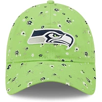 Women's New Era Neon Green Seattle Seahawks Logo Floral 9TWENTY - Adjustable Hat