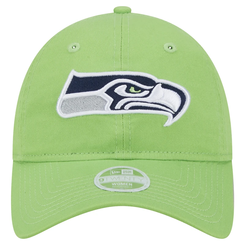 Casquette ajustable Main Core Classic 2.0 9TWENTY pour femme New Era Neon Green Seattle Seahawks
