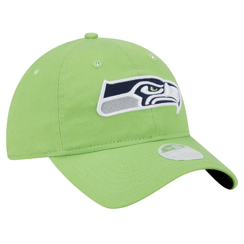 Casquette ajustable Main Core Classic 2.0 9TWENTY pour femme New Era Neon Green Seattle Seahawks