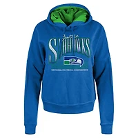 Women's New Era Royal Seattle Seahawks Throwback Boxy Pullover Hoodie