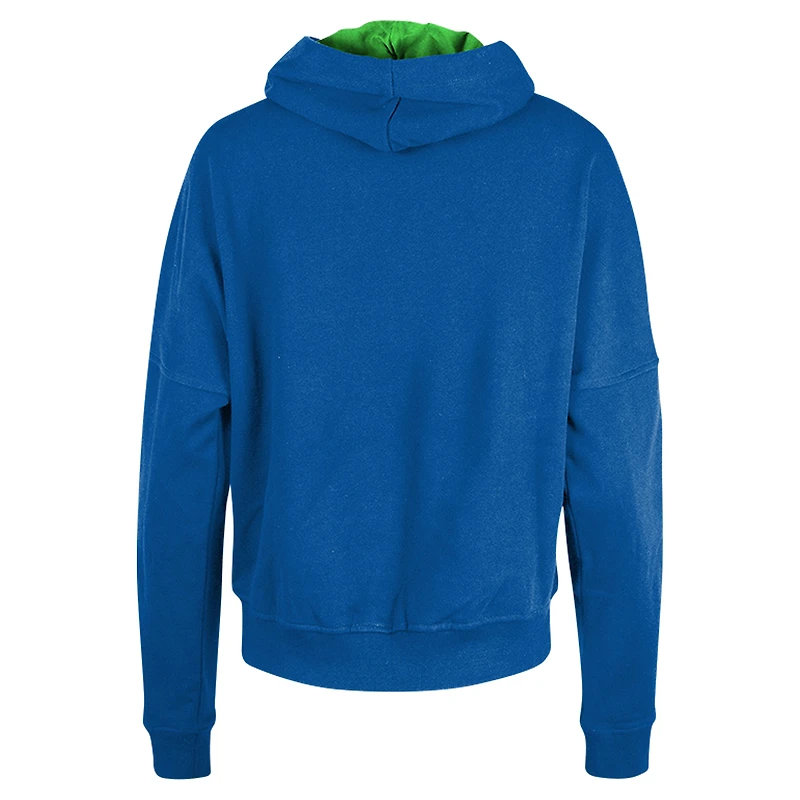 Women's New Era Royal Seattle Seahawks Throwback Boxy Pullover Hoodie