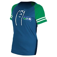 Women's New Era  Royal Seattle Seahawks Throwback Lace-Up Raglan T-Shirt