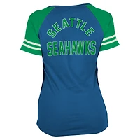 Women's New Era  Royal Seattle Seahawks Throwback Lace-Up Raglan T-Shirt