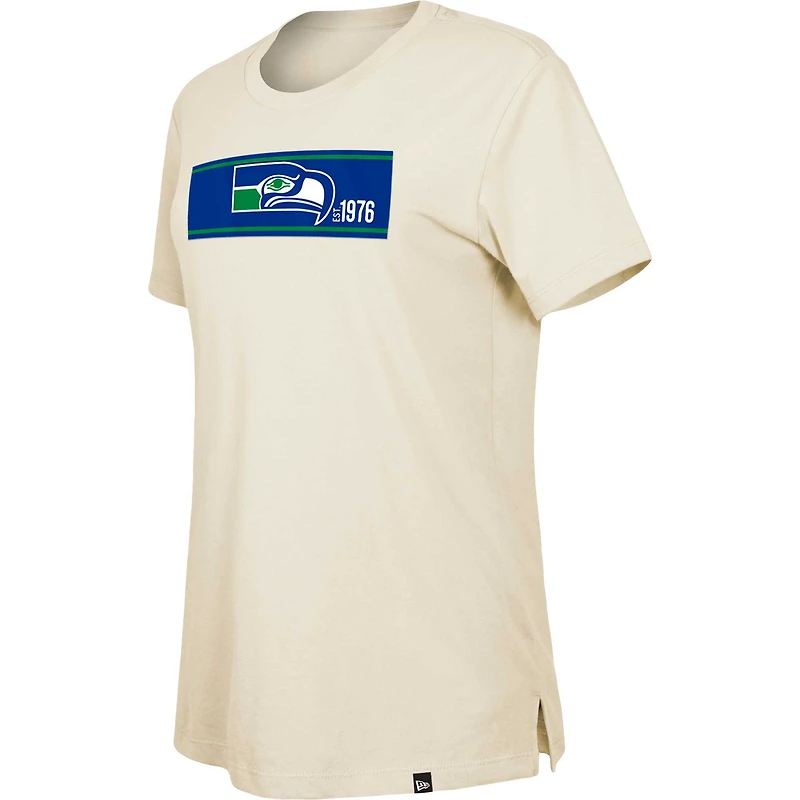 T-shirt pour femme New Era crème Seattle Seahawks Third Down Historic