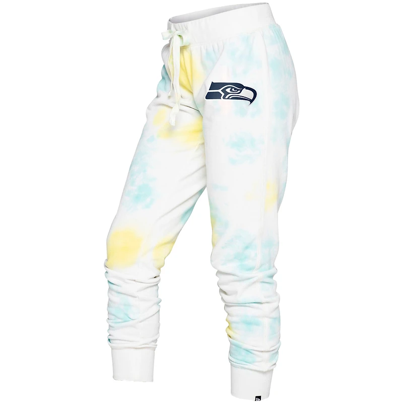 Pantalon de survêtement Seattle Seahawks Ice-Dye New Era pour femme, blanc/menthe