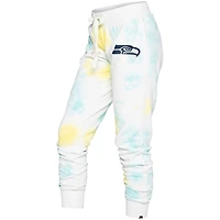 Pantalon de survêtement Seattle Seahawks Ice-Dye New Era pour femme, blanc/menthe