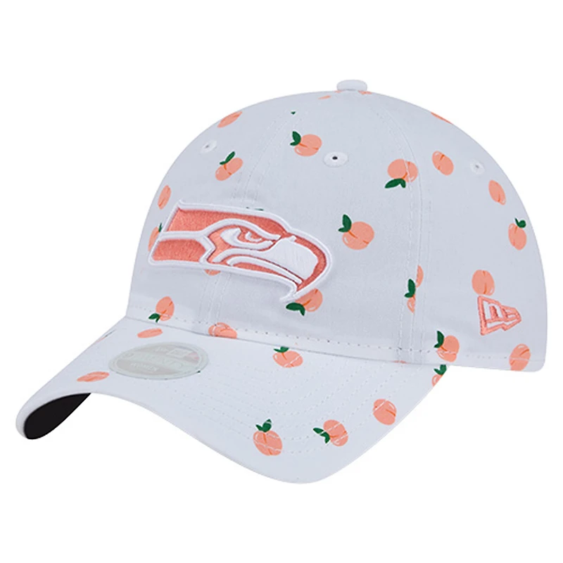Casquette ajustable 9TWENTY blanche à motif fruité des Seattle Seahawks de New Era pour femme