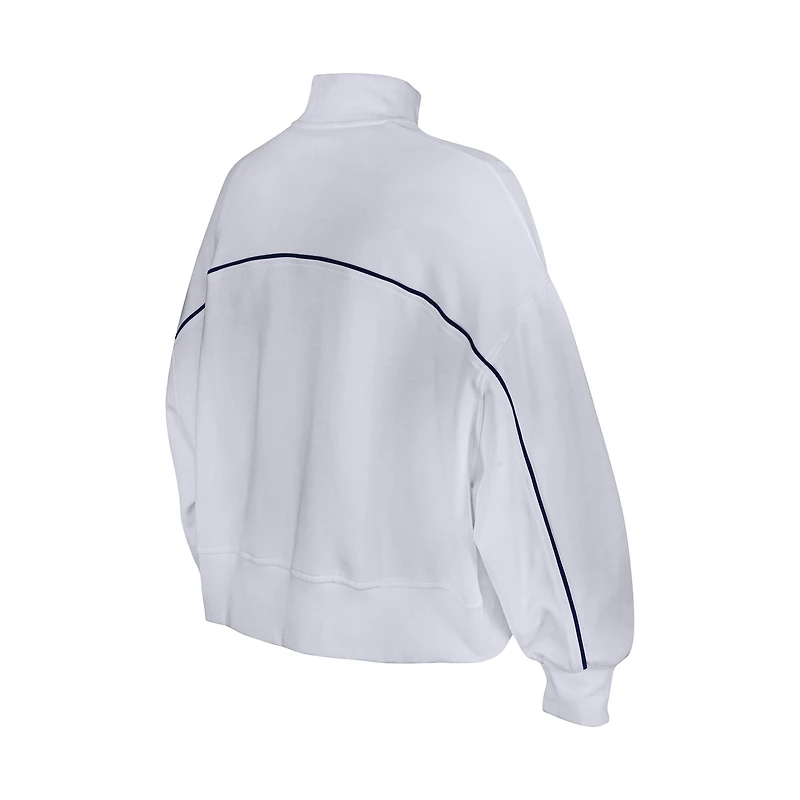 Women's New Era White Seattle Seahawks Functional Fandom Quarter-Zip Sweatshirt