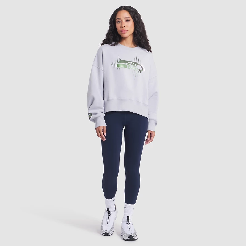 Women's Nike Wolf Gray Seattle Seahawks 2025 Rivalries Collection Oversized Phoenix Fleece Sweatshirt