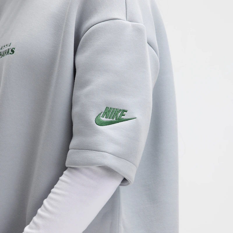 Women's Nike Wolf Gray Seattle Seahawks 2025 Rivalries Collection Oversized Tech Fleece Dress
