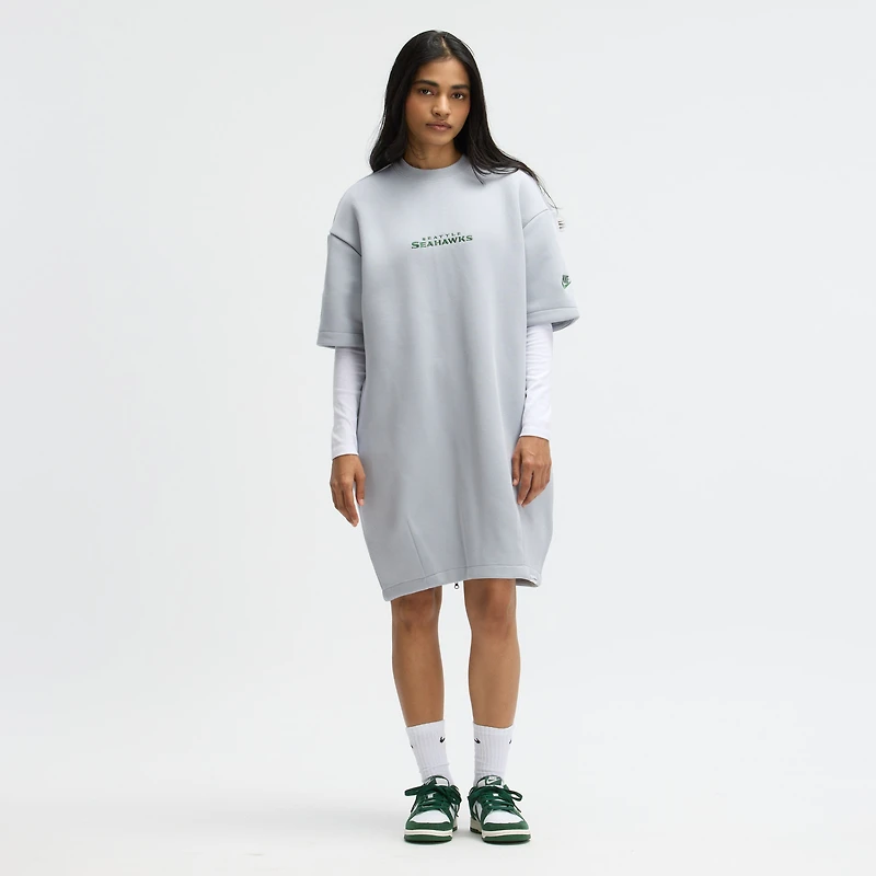 Women's Nike Wolf Gray Seattle Seahawks 2025 Rivalries Collection Oversized Tech Fleece Dress