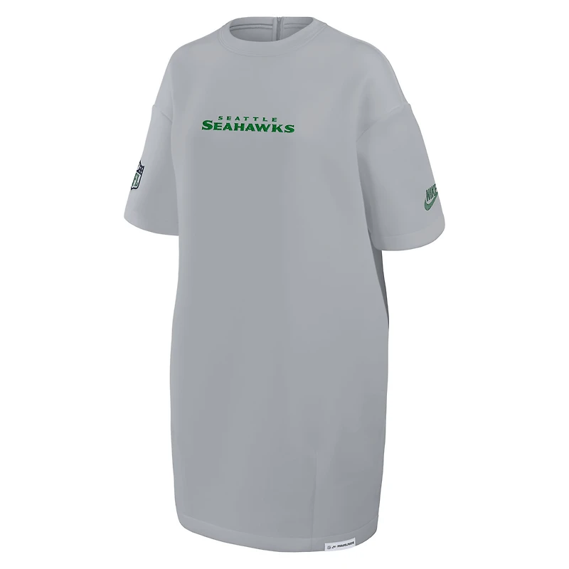 Women's Nike Wolf Gray Seattle Seahawks 2025 Rivalries Collection Oversized Tech Fleece Dress