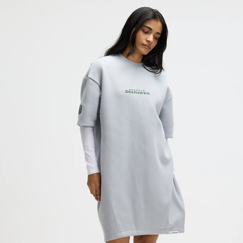 Women's Nike Wolf Gray Seattle Seahawks 2025 Rivalries Collection Oversized Tech Fleece Dress
