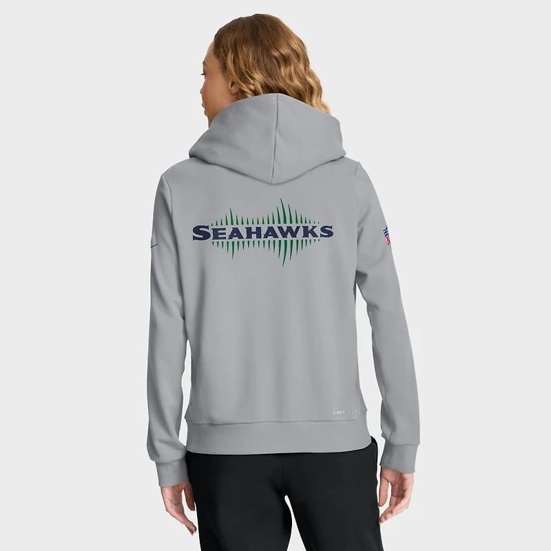 Sweat à capuche Nike Dri-FIT gris loup pour femme, collection Rivalries 2025 des Seattle Seahawks