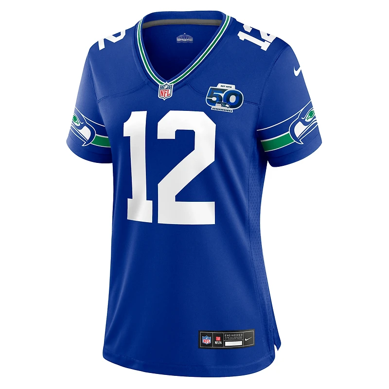 Maillot Nike pour femme, 12e Fan Royal, match alternatif de la 50e saison des Seattle Seahawks