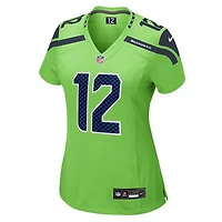 Maillot de match Nike 12s vert fluo pour femme des Seahawks Seattle