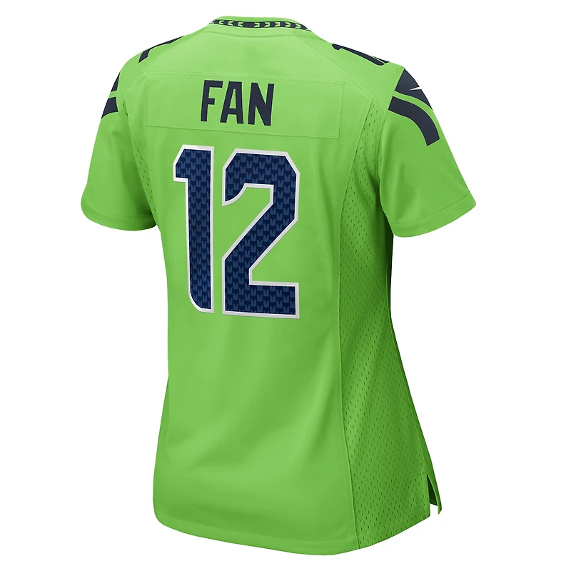 Maillot de match Nike 12s vert fluo pour femme des Seahawks Seattle