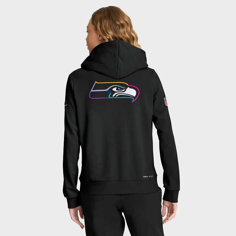 Women's Nike Black Seattle Seahawks 2025 NFL Crucial Catch Sideline Standard Issue Dri-FIT Hoodie