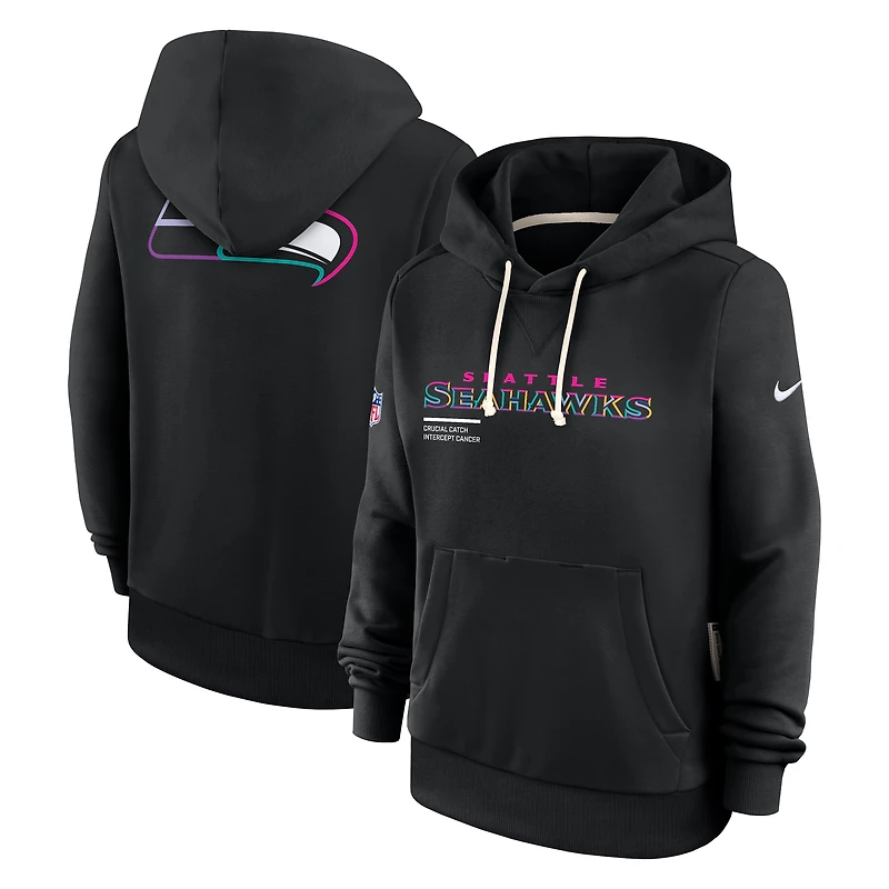 Sweat à capuche Nike noir pour femme Seattle Seahawks NFL Crucial Catch 2025 Sideline Dri-FIT