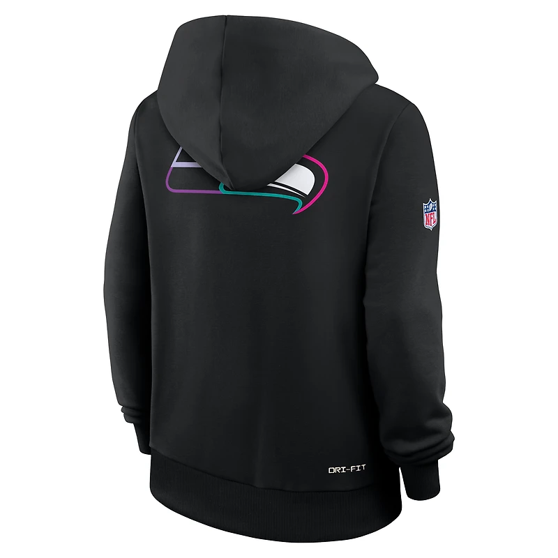Women's Nike Black Seattle Seahawks 2025 NFL Crucial Catch Sideline Standard Issue Dri-FIT Hoodie