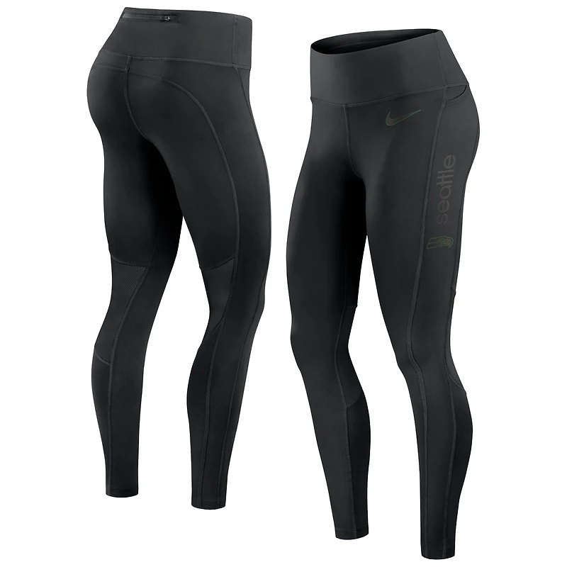 Legging Nike noir Seattle Seahawks Edge Wordmark Performance pour femme
