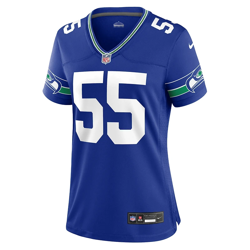 Maillot de match joueur à la retraite Nike Brian Bosworth Royal Seattle Seahawks Throwback pour femme