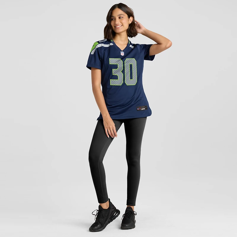 Maillot de match Nike Cam Akers College Navy Seattle Seahawks pour femme