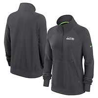 Sweat-shirt à demi-zip Nike Charcoal Seattle Seahawks Premium Raglan Performance pour femme