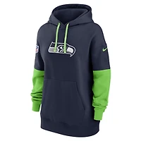 Sweat à capuche en polaire Nike College Navy Seattle Seahawks 2024 Sideline Essential pour femme
