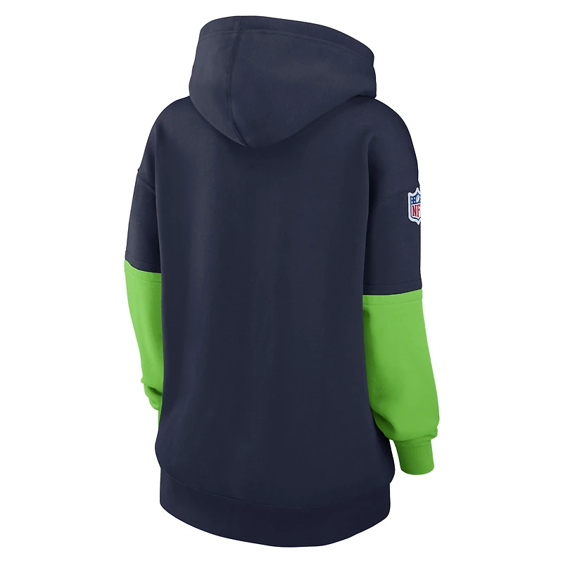 Sweat à capuche en polaire Nike College Navy Seattle Seahawks 2024 Sideline Essential pour femme