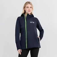 Sweat à capuche et zip raglan asymétrique Seattle Seahawks Nike College Navy pour femme