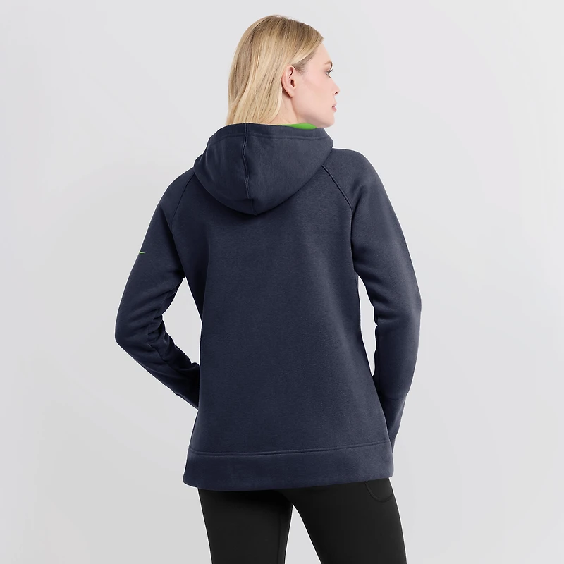 Sweat à capuche et zip raglan asymétrique Seattle Seahawks Nike College Navy pour femme