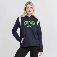 Women's Nike College Navy Seattle Seahawks Athletic Stack Performance - Pullover Hoodie