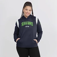 Women's Nike College Navy Seattle Seahawks Athletic Stack Performance - Pullover Hoodie