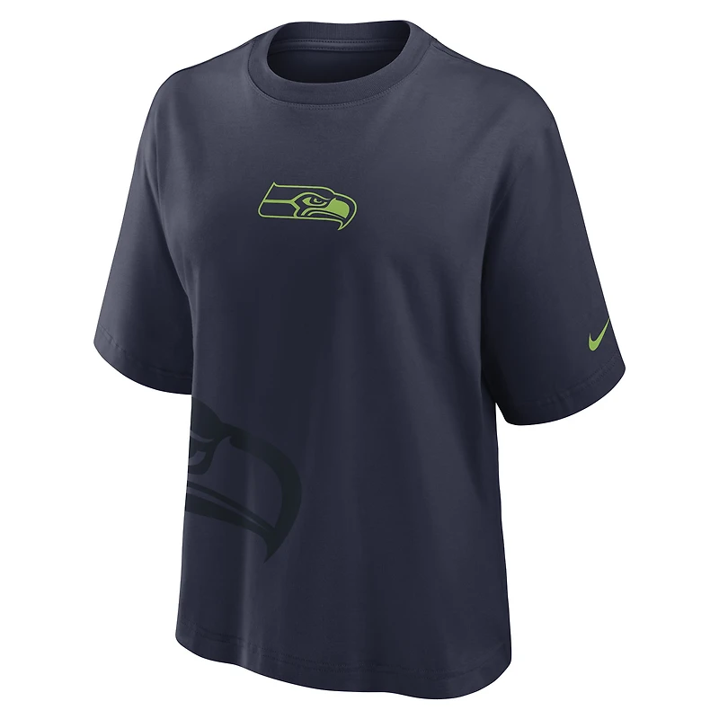 T-shirt Nike College Navy pour femme des Seattle Seahawks