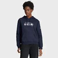 Women's Nike College Navy Seattle Seahawks Club Logo Pullover Hoodie