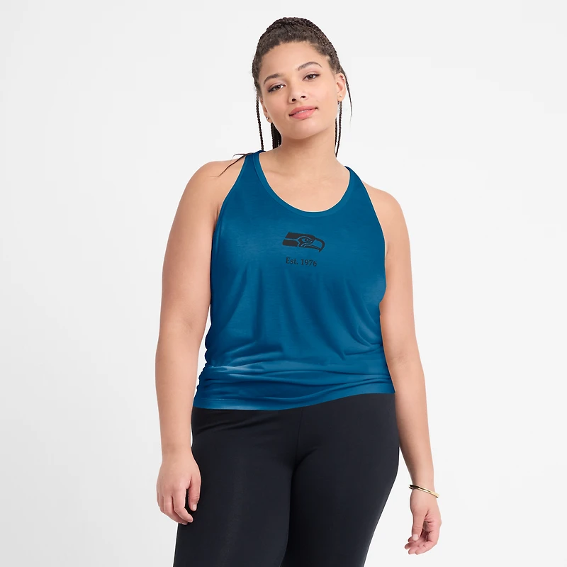Women's Nike College Navy Seattle Seahawks Glory Open-Back Crisscross Dri-FIT Tank Top