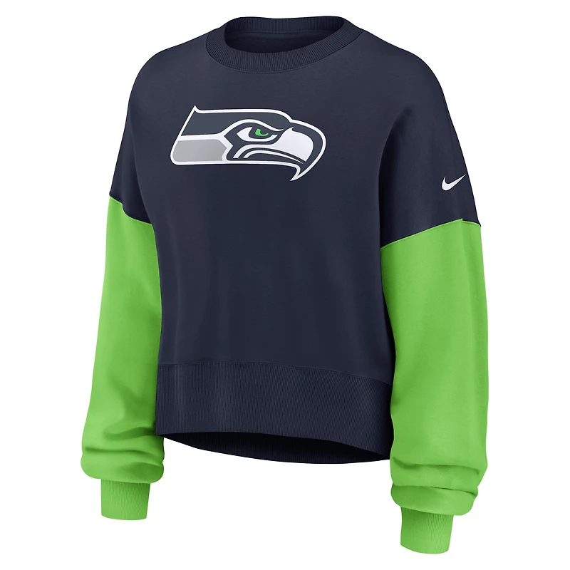 Sweat-shirt oversize à blocs de couleurs Nike College Navy Seattle Seahawks pour femme
