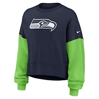 Sweat-shirt oversize à blocs de couleurs Nike College Navy Seattle Seahawks pour femme