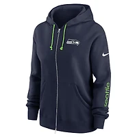 Women's Nike College Navy Seattle Seahawks Plus Phoenix Full-Zip Hoodie