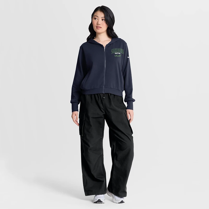 Sweat à capuche zippé Nike College Navy Seattle Seahawks Primetime pour femme