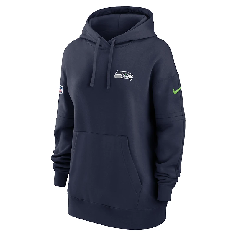 Women's Nike College Navy Seattle Seahawks Sideline Club Fleece Pullover Hoodie