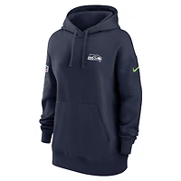 Women's Nike College Navy Seattle Seahawks Sideline Club Fleece Pullover Hoodie